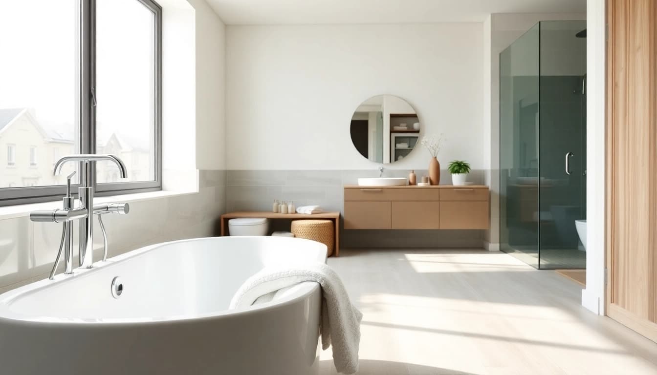 Stylish bathroom renovations manchester highlighting elegant fixtures and natural light.
