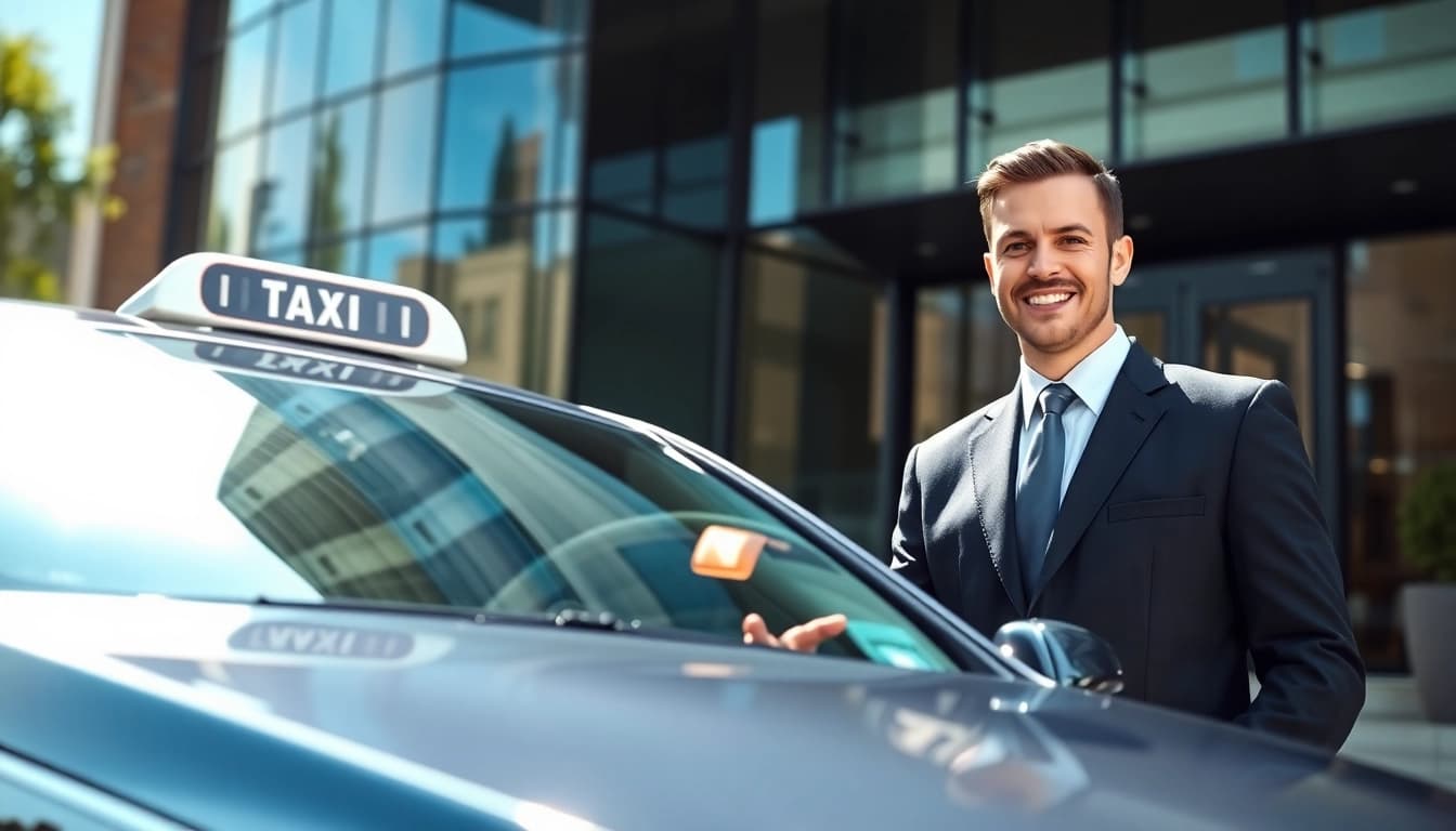 Offering reliable West Bridgford Taxi service in a bustling urban setting with professional chauffeur.