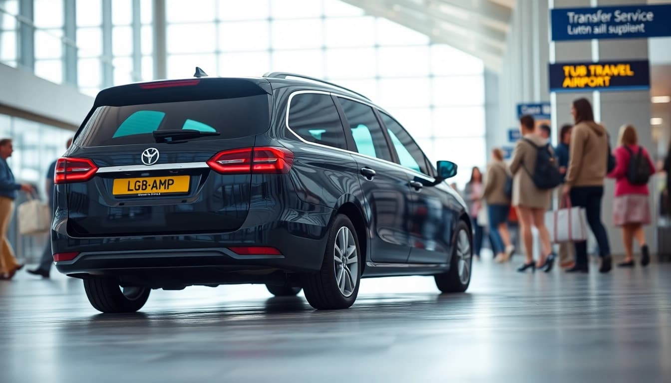 Efficient transfer service at Luton airport ready for passenger pickup.