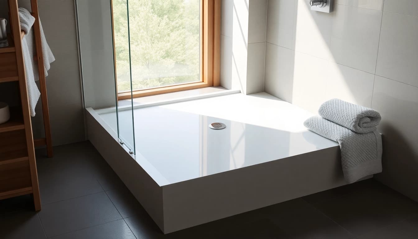 Transform your bathroom with this stunning shower base shower featuring modern design and aesthetic appeal.