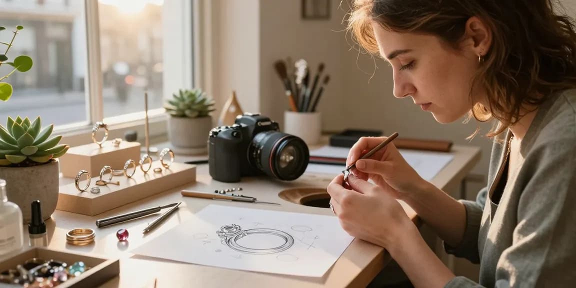 Captivating bespoke engagement ring London crafting scene in a stylish studio highlighting craftsmanship and creativity.