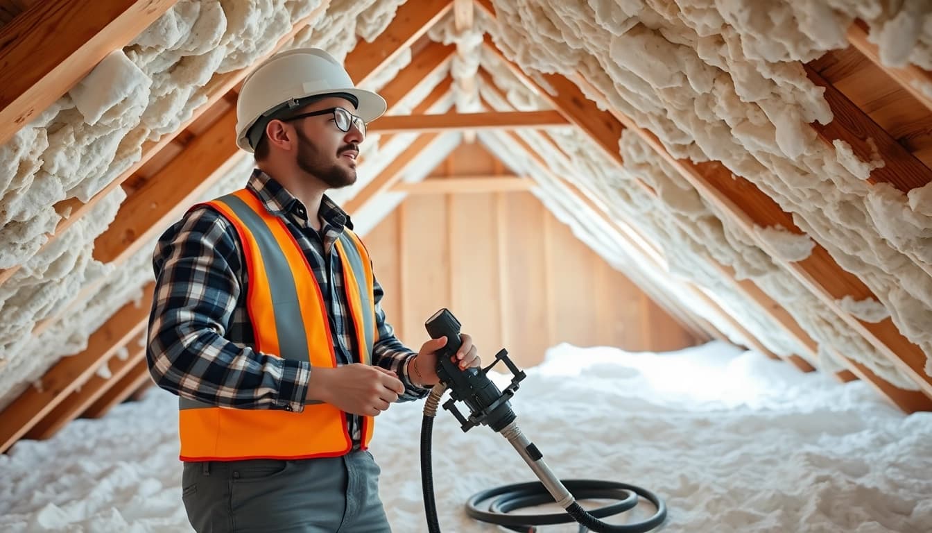 Performing spray foam removal Kent efficiently with expert contractor in a residential attic setting.