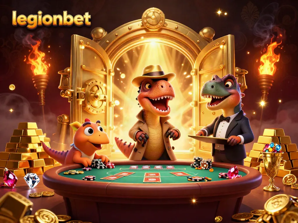 Experience the thrill of winning at legionbet with playful characters in a dynamic casino setting.