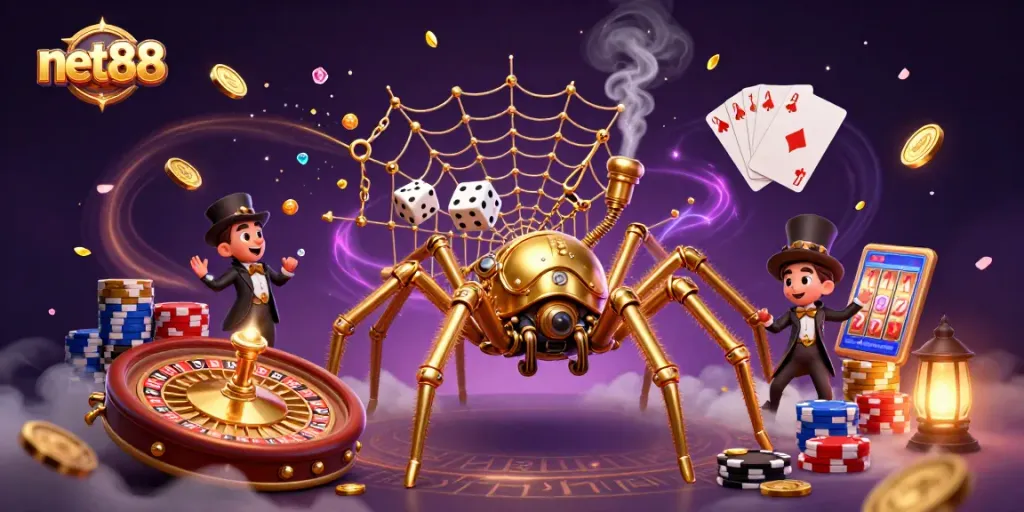 Engage with net88's enthralling 3D casino illustration that captures golden luck and spirited play.