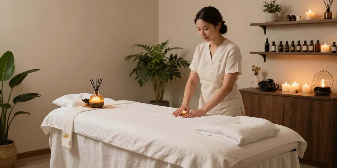 Serene massage therapy room highlighting 주안출장안마 services with calming ambiance and essential oils.