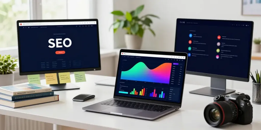 Content strategist monitoring instant indexing metrics in a digital workspace.