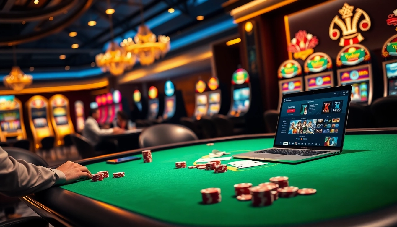 Kuwin players engaging in a high-stakes poker game at a luxurious casino table.