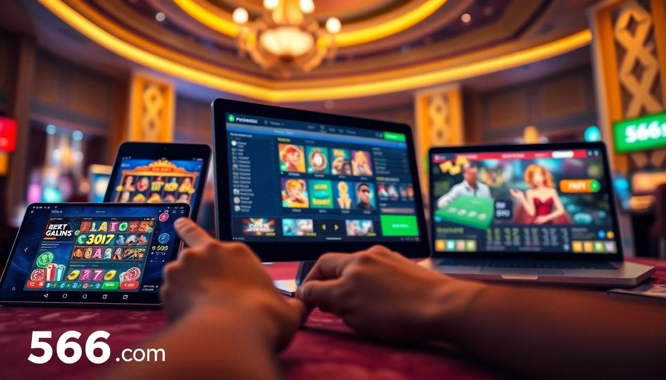 Experience the excitement of online gaming with 566.com through a sleek digital interface.