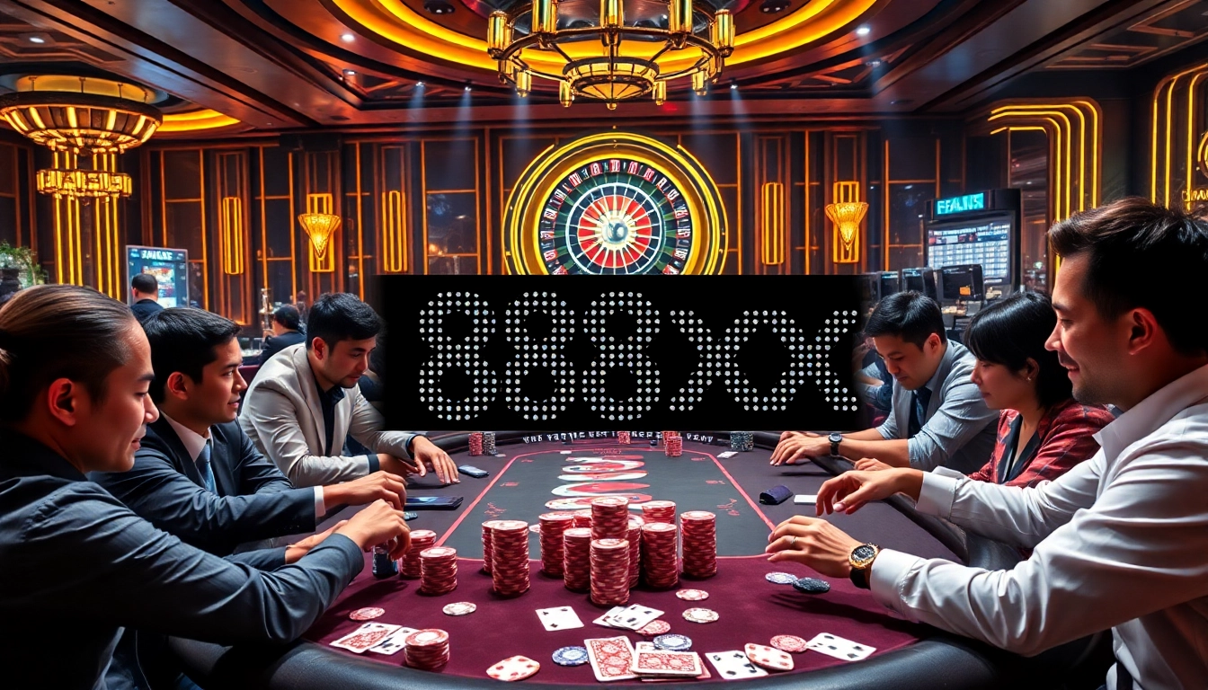 Experience the excitement of casino gambling with 88xx poker chips and vibrant gaming action.