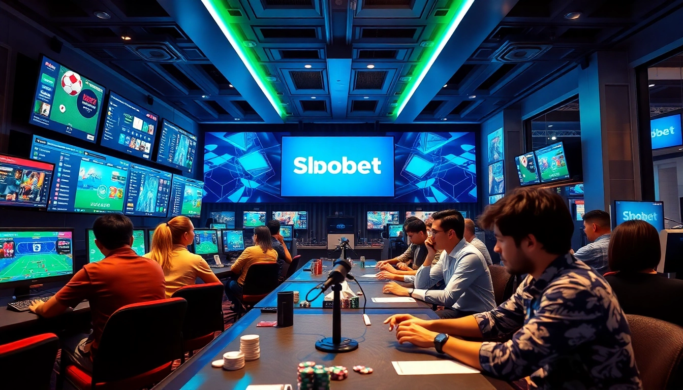 SBOBET.dance image showcasing an engaging online gaming atmosphere with diverse players and vibrant betting screens.
