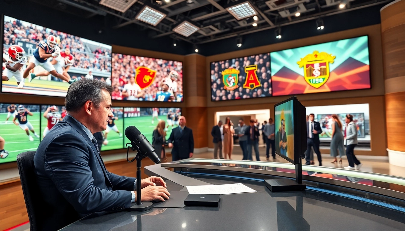 Anchoring daily Sports Broadcasting news in a modern studio setting with high-tech gear.