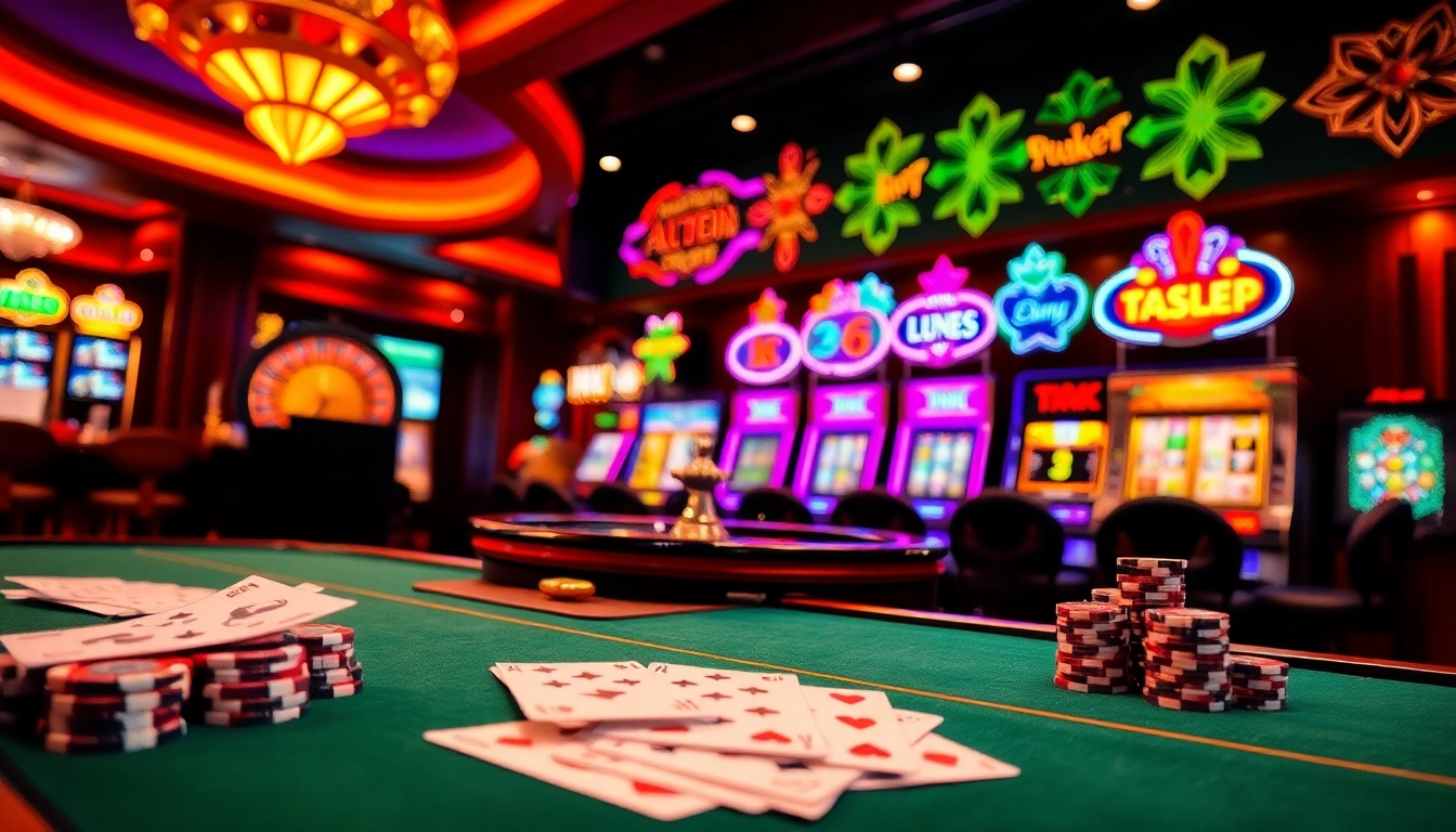 Engaging scene of excitement at nhà cái s666 casino with vibrant gaming elements and luxury ambiance.