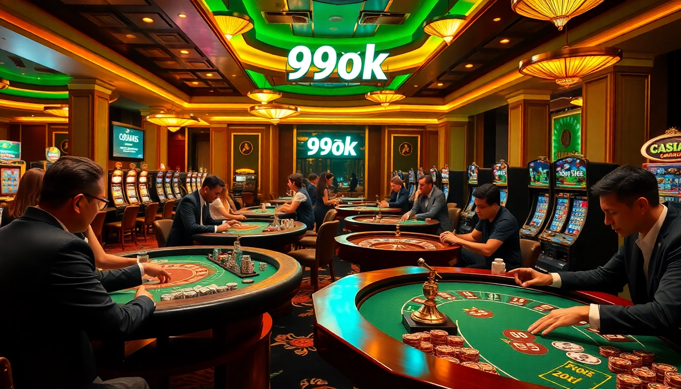 Players engaging in thrilling poker and roulette games at 99ok casino.