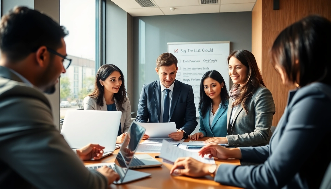 Register Pennsylvania LLC process with business professionals discussing paperwork in a modern office.