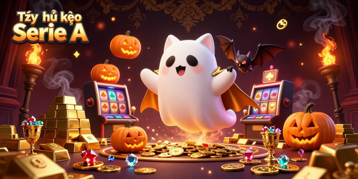 Engage with Tỷ lệ kèo Serie A in a vibrant casino scene featuring playful characters and rich treasures.